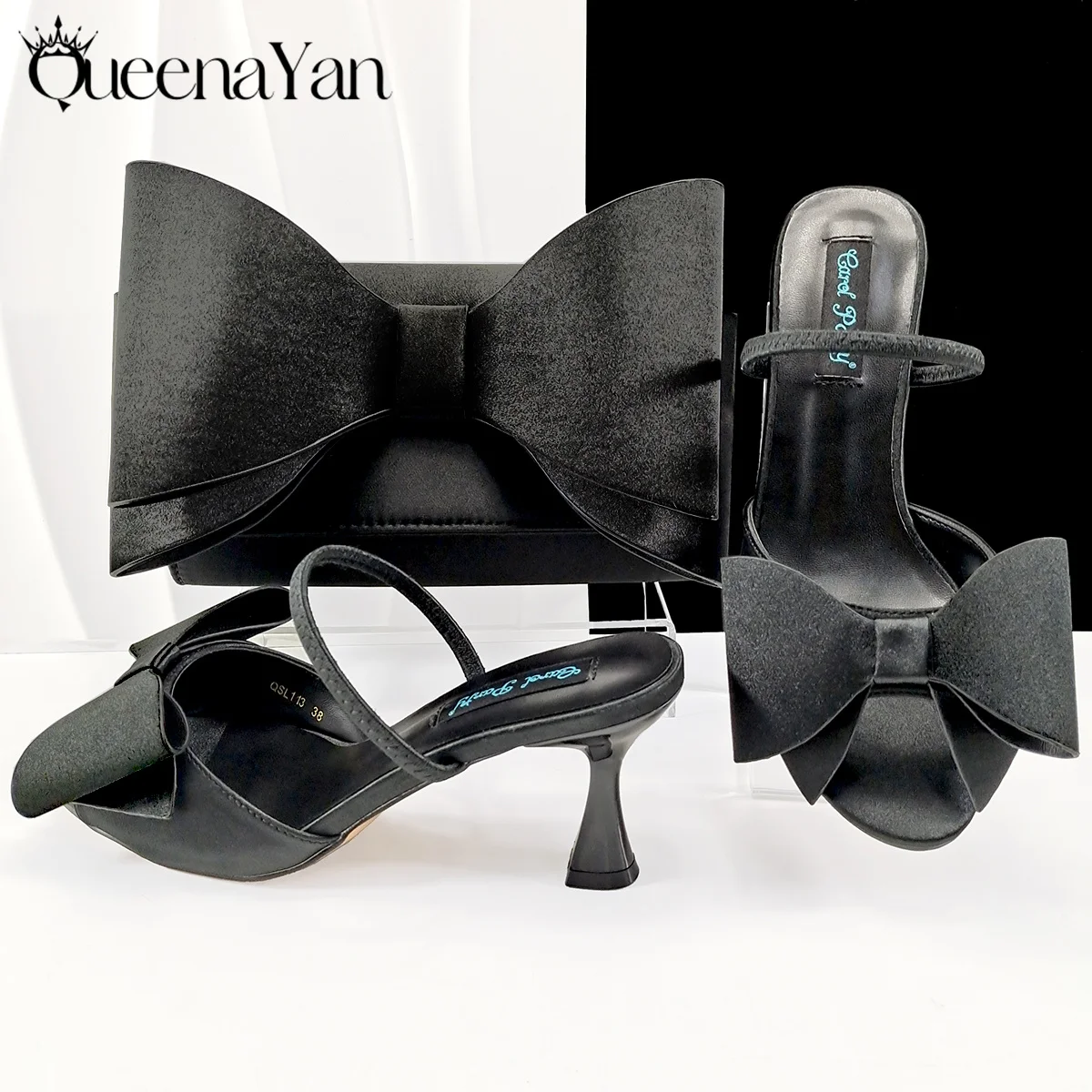 

Banquet Wear Large Butterfly Knot Bag with Fashionable Stiletto Shoes Italian-Designed Women's Gift Suitable for Wedding or Work