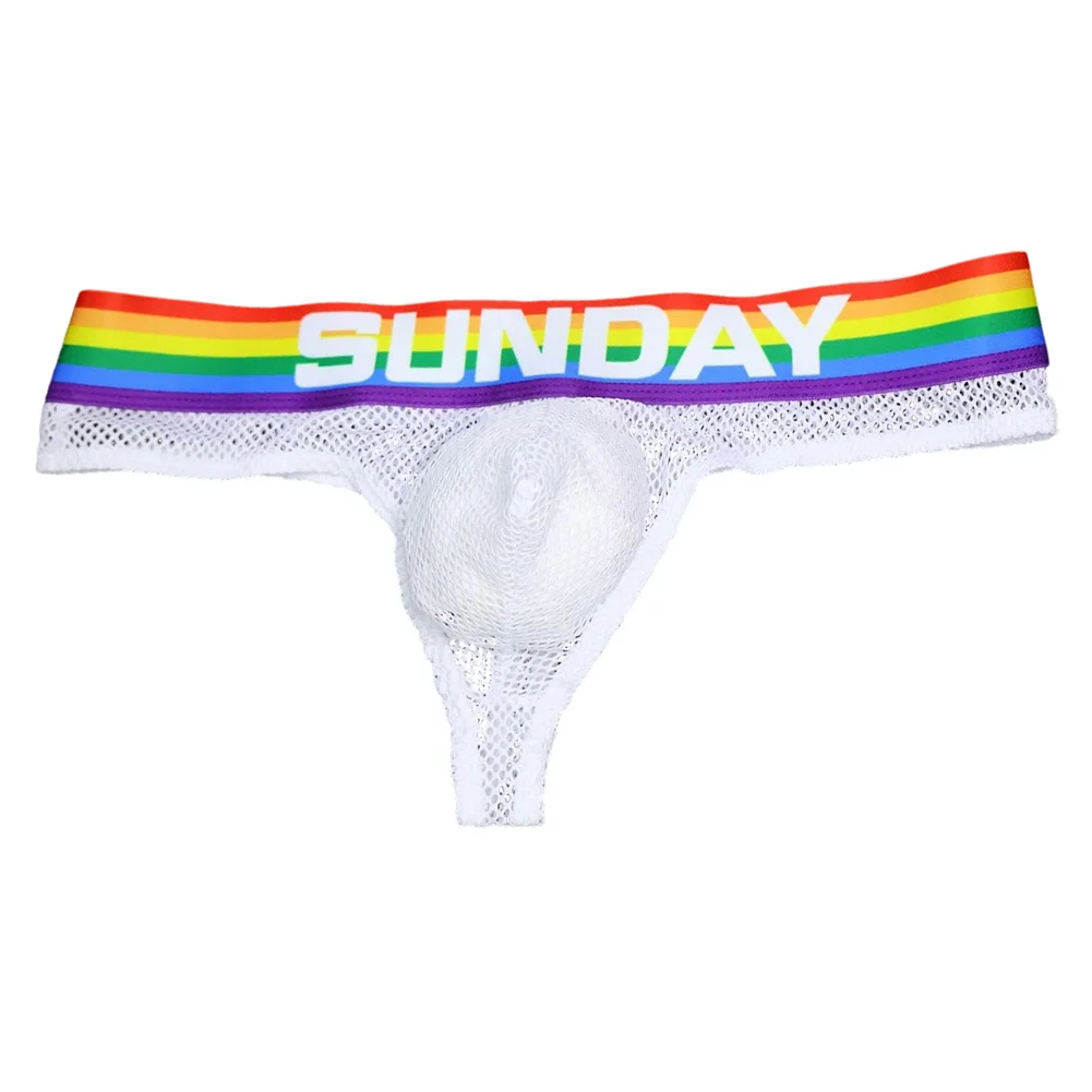 Bedroom S White Colorful Striped G-string Colorful Striped Thongs Bulge Pouch Thongs Brand New Breathable Fabric