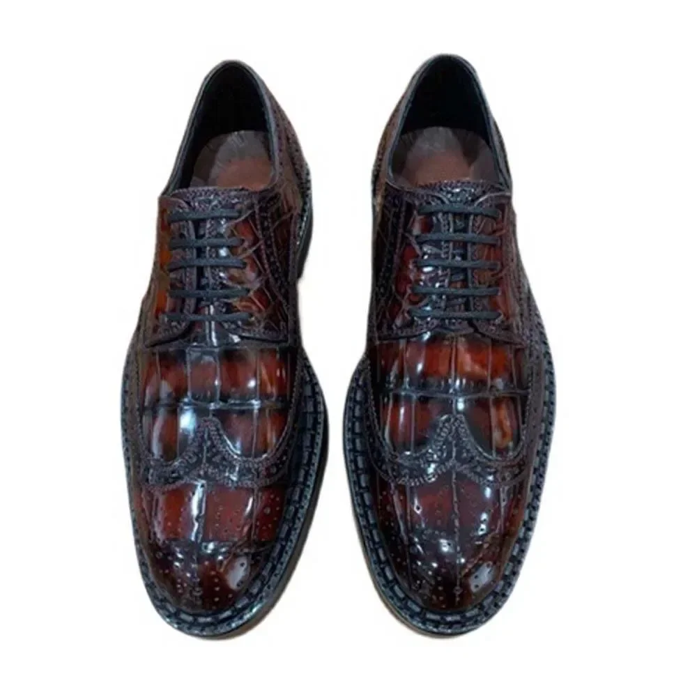 

Leimanxiniu обувь из крокодиловой кожи, ручная деловая мужская официальная обувь, мужские туфли-броги из крокодиловой кожи