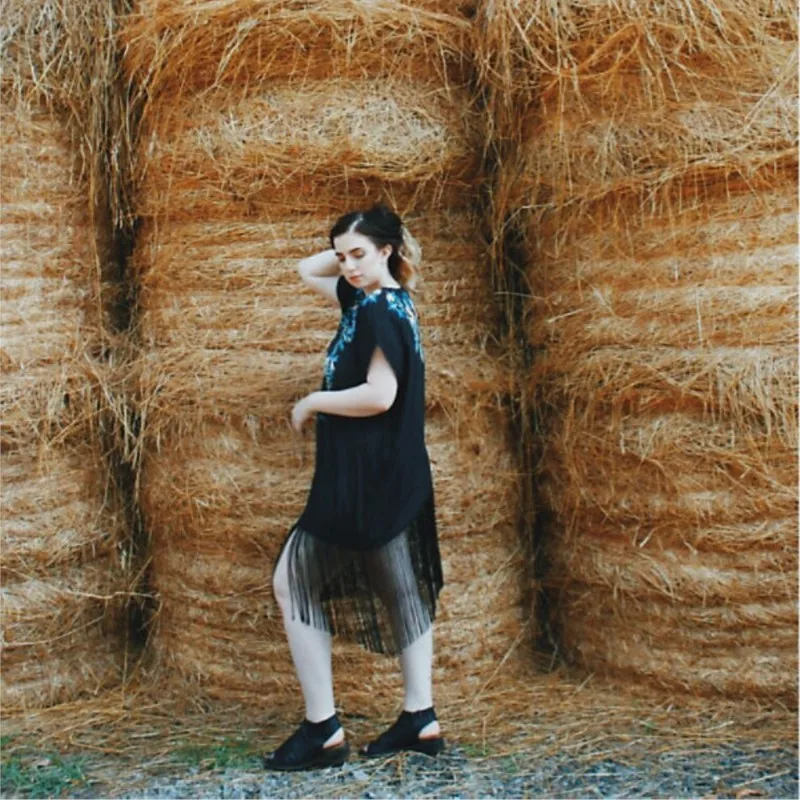 Vacanza etnico ricamato caftano vestito estivo con scollo a V manica corta abito da donna nappa orlo Boho Hippie Chic Casual abiti da spiaggia