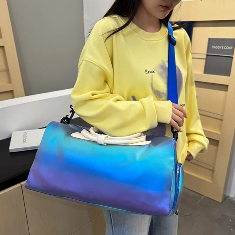 New Rainbow Gradient Sports For Outdoor Travel Dry Wet Separation Travel Duffel Bag Yoga And Fitness Bag