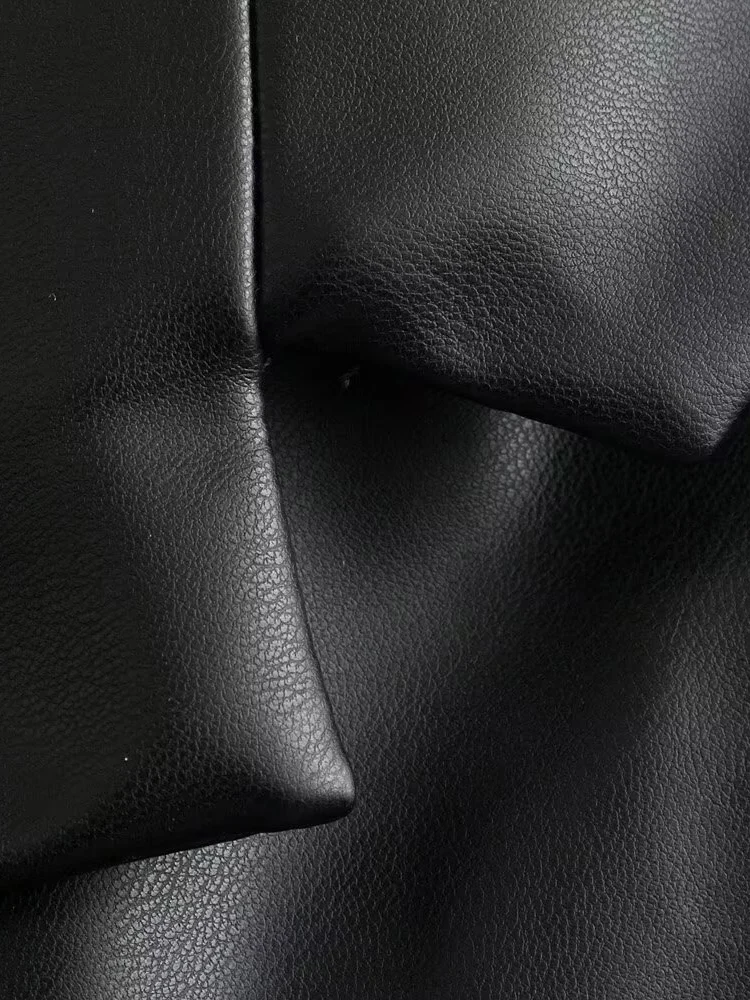 Europejska i amerykańska jesień, nowa moda damska, retro, casualowy temperament, prosty, prosty krój, imitacja skóry, żakiet.