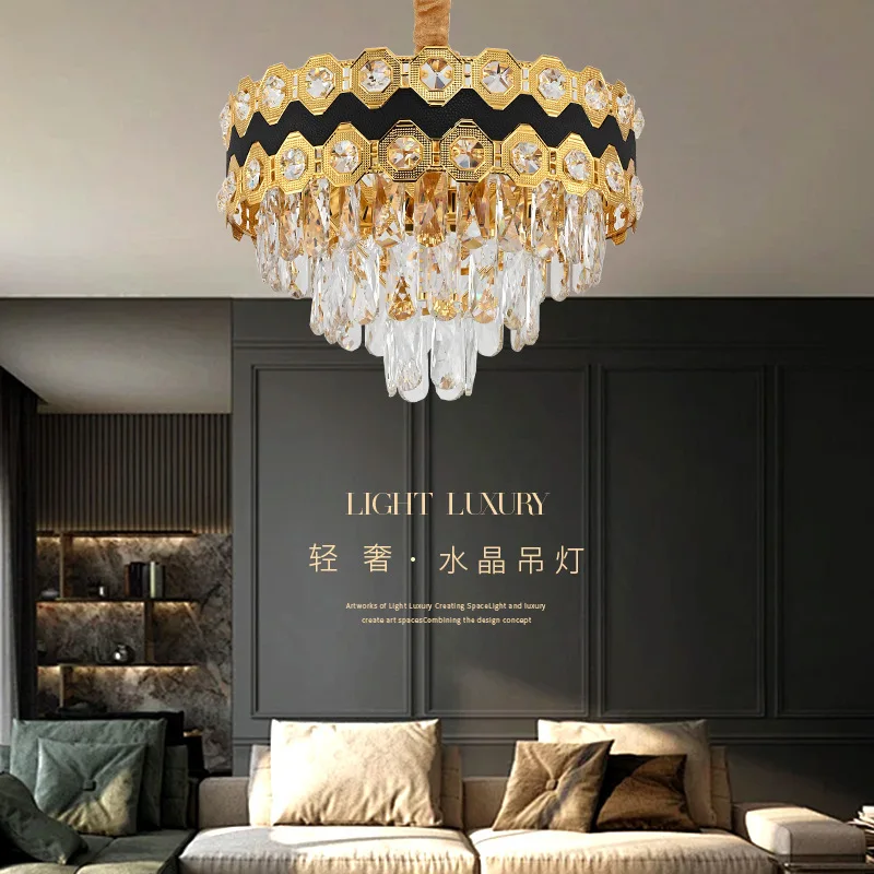 

French light luxury crystal aisle living room chandelier American stair light entrance villa high-end bedroom crystal chandelier