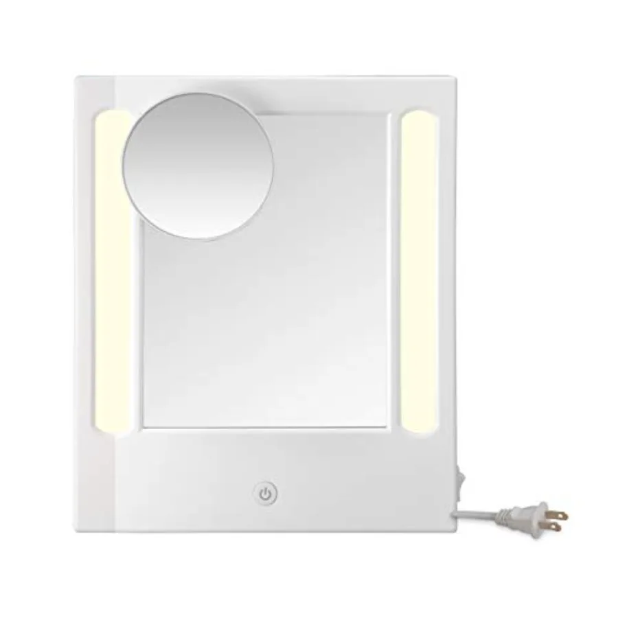 

Lighted Makeup Mirror LED Vanity Mirror 1X/5X Magnifying Mirror Corded in Glossy White
