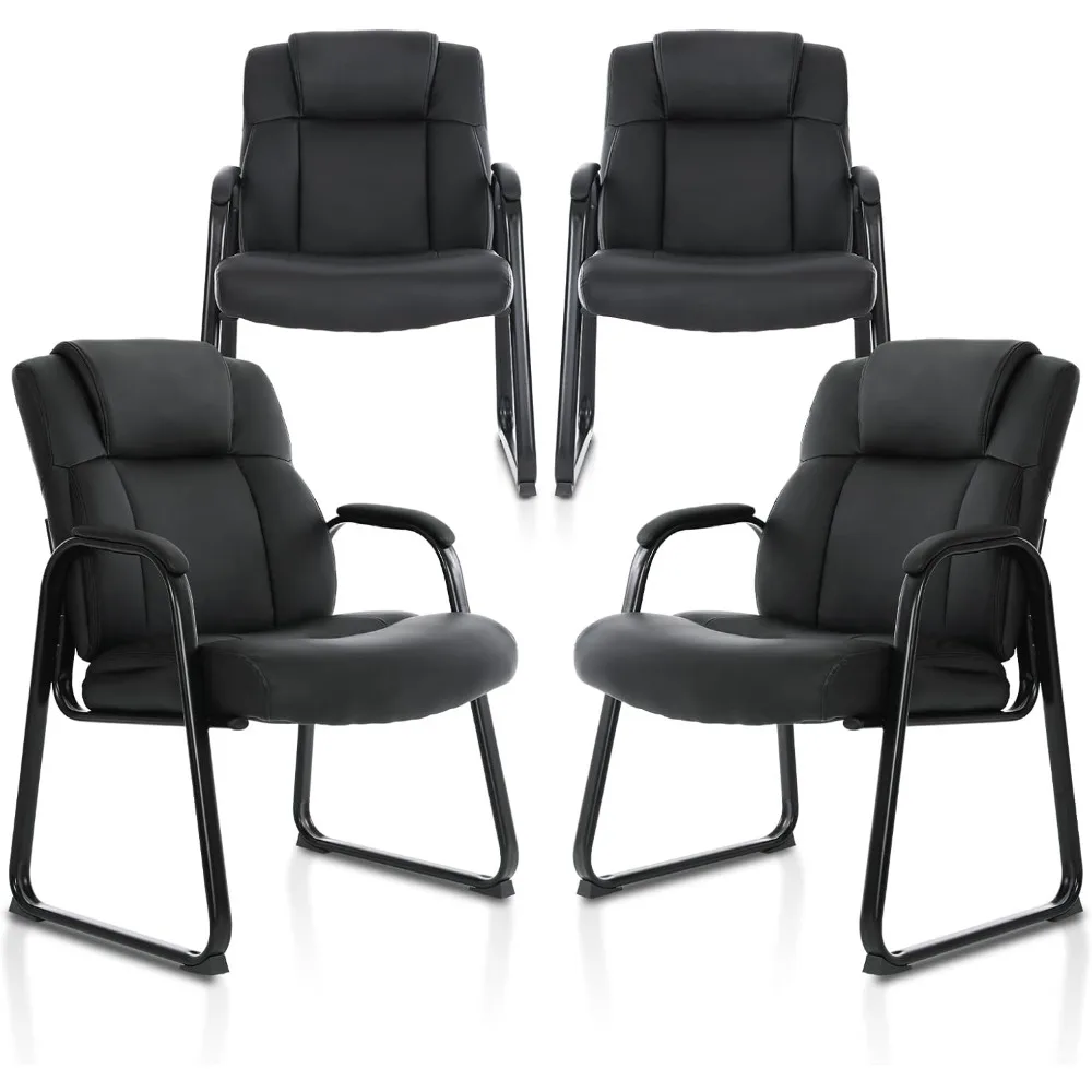 

Big & Tall 500 lb. Guest Chair, Leather Reception Chairs with Sled Base and Padded Arm Rest for Waiting Room Office Home