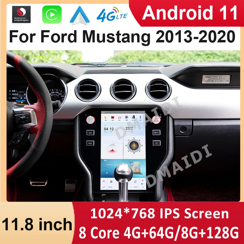 

11.8" Tesla Screen Qualcomm Android 11 Car GPS Navigation Multimedia For Ford Mustang 2013-2020 Stereo Audio Video Player Auto