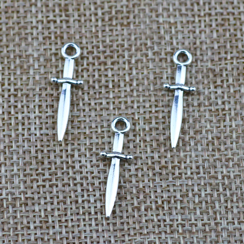 40pcs/lot 7*24mm Metal Small Dagger Sword Charms Pendant  DIY Handmade Gothic Necklace Earrings Bracelet Accessories