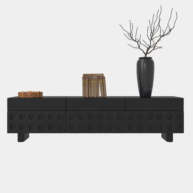

inimalist TV Cabinet Living Room Creative Solid Wood Locker Nordic Black Drawer Storage Cabinet Simple and Modern