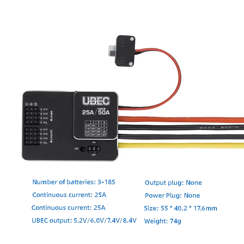 Hobbywing 25A UBEC HV Поддержка 3-18S литиевая батарея Внешний вход BEC 3-18S Lipo для DIY FPV Мини гоночный квадрокоптер Дрон