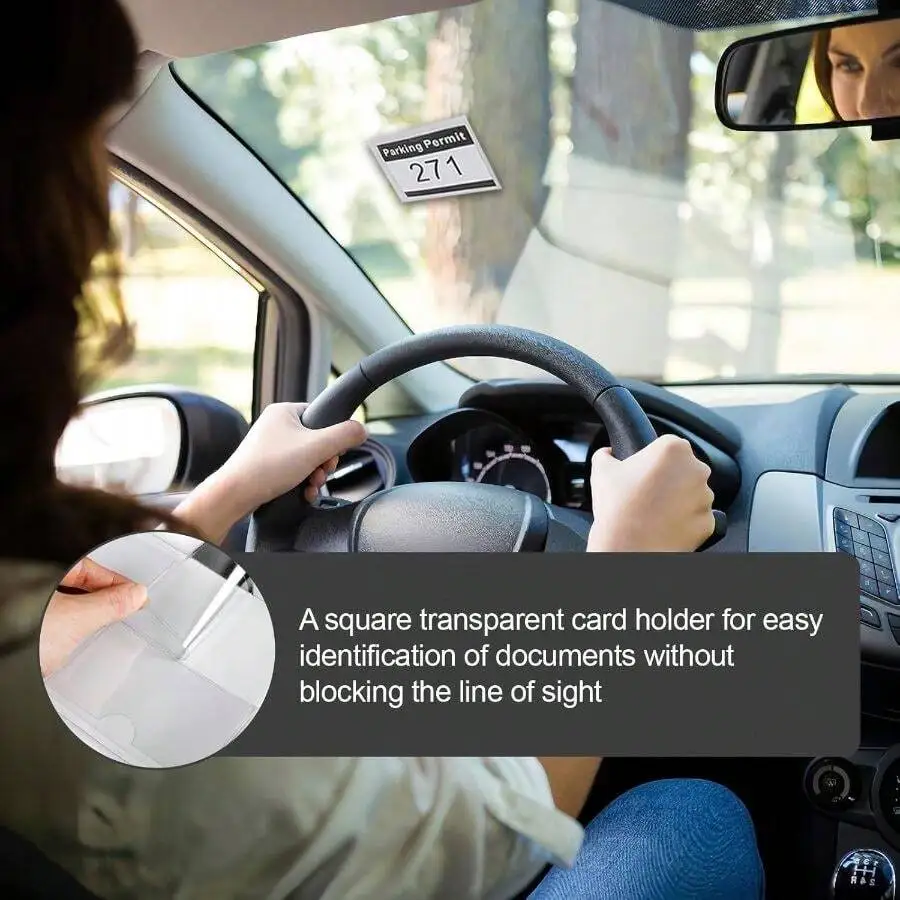 3PCS Parking Permit Holder Car Windshield, Self-Adhesive Car Permit And Ticket Holders, Business Card Holder, Universal