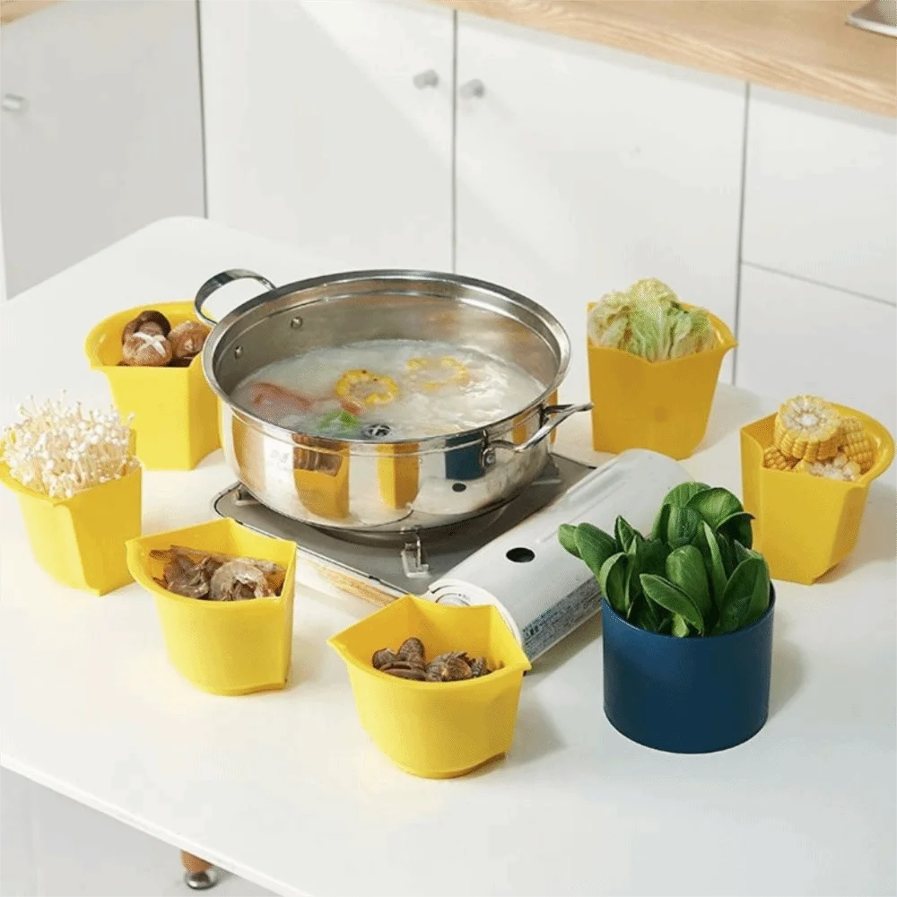 

7/9 Grid Hot Pot Vegetable Platter Detachable Rotatable Snack Serving Tray Divided Double Layer Kitchen Drain Basin Dining Table