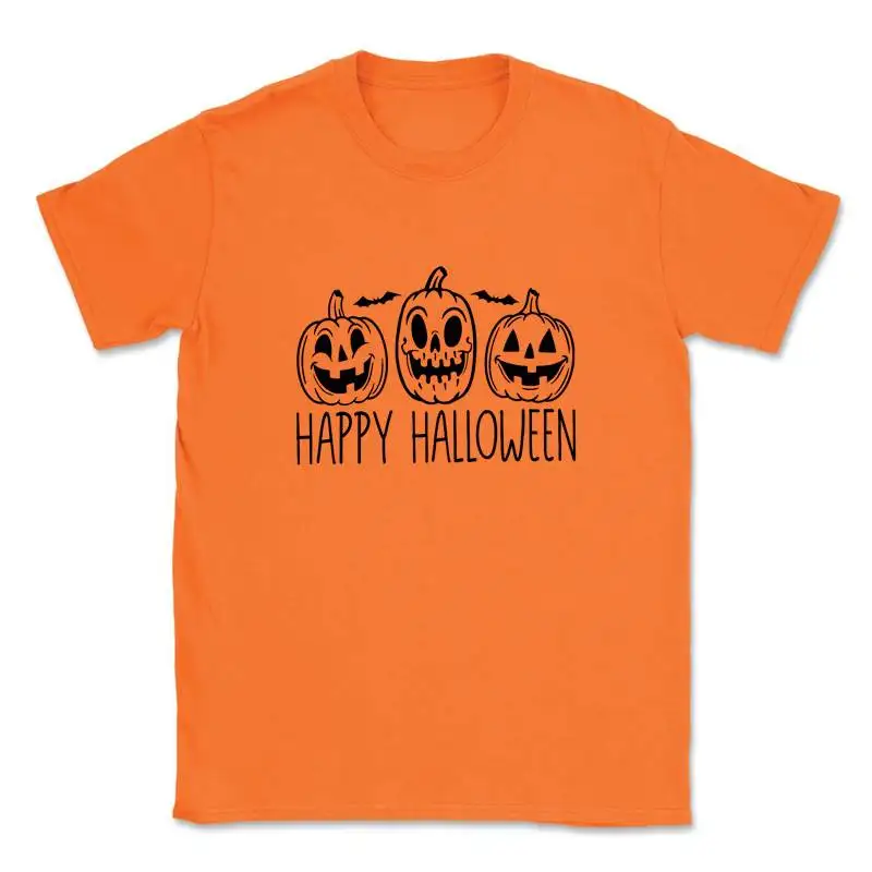 Happy loween Women's T-irt Pumpkin Face ort Sve Fun Smile Design loween Costume Top for Ladies