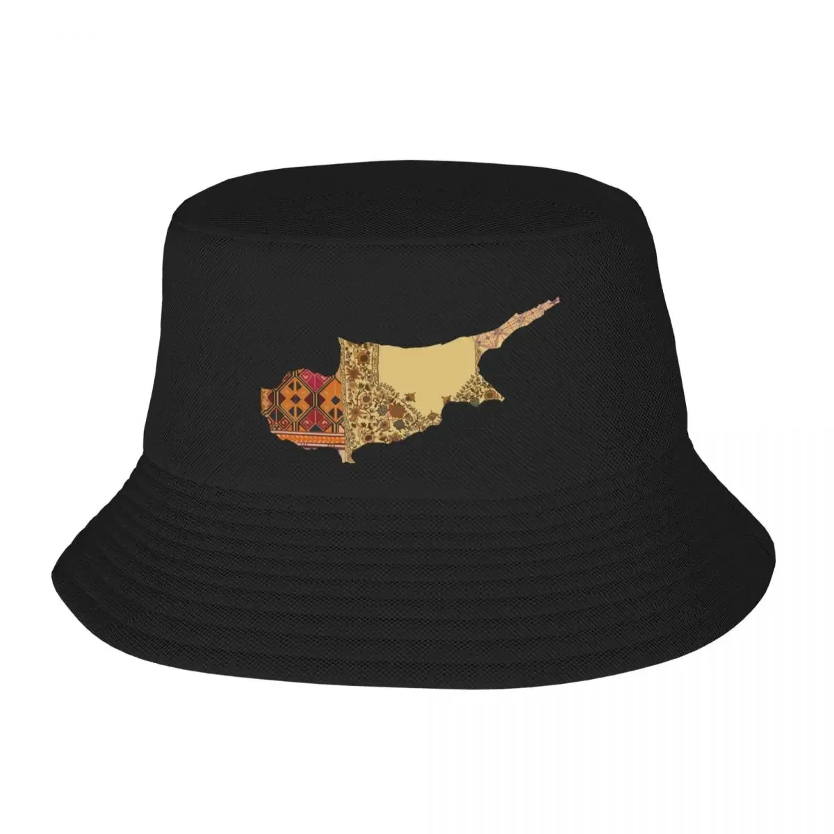 Cyprus textile embroidery collage Bucket Hat Designer Hat Rave Sunscreen Men's Caps Women's