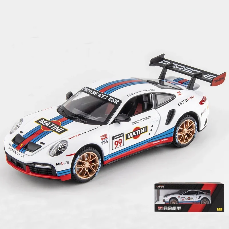 1:24 911 GT3 RSR Alloy Diecasts & Toy Vehicles Metal Car Model Sound Light Pull Back Kids Toys Collection