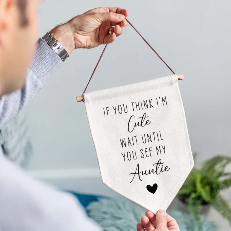 Personalised If You Think I\'m Cute Wedding Linen Style Flag Banner Sign Page Boy Sign Flower Girl Sign Bride Wedding Aisle Decor
