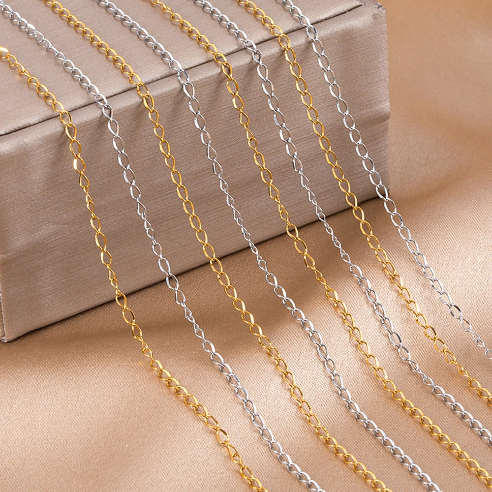 2Meters Gold Color 2mm Stainless Steel Thin Twist Chain Link Chains for DIY Necklaces Bracelet Jewelry Making Accessories