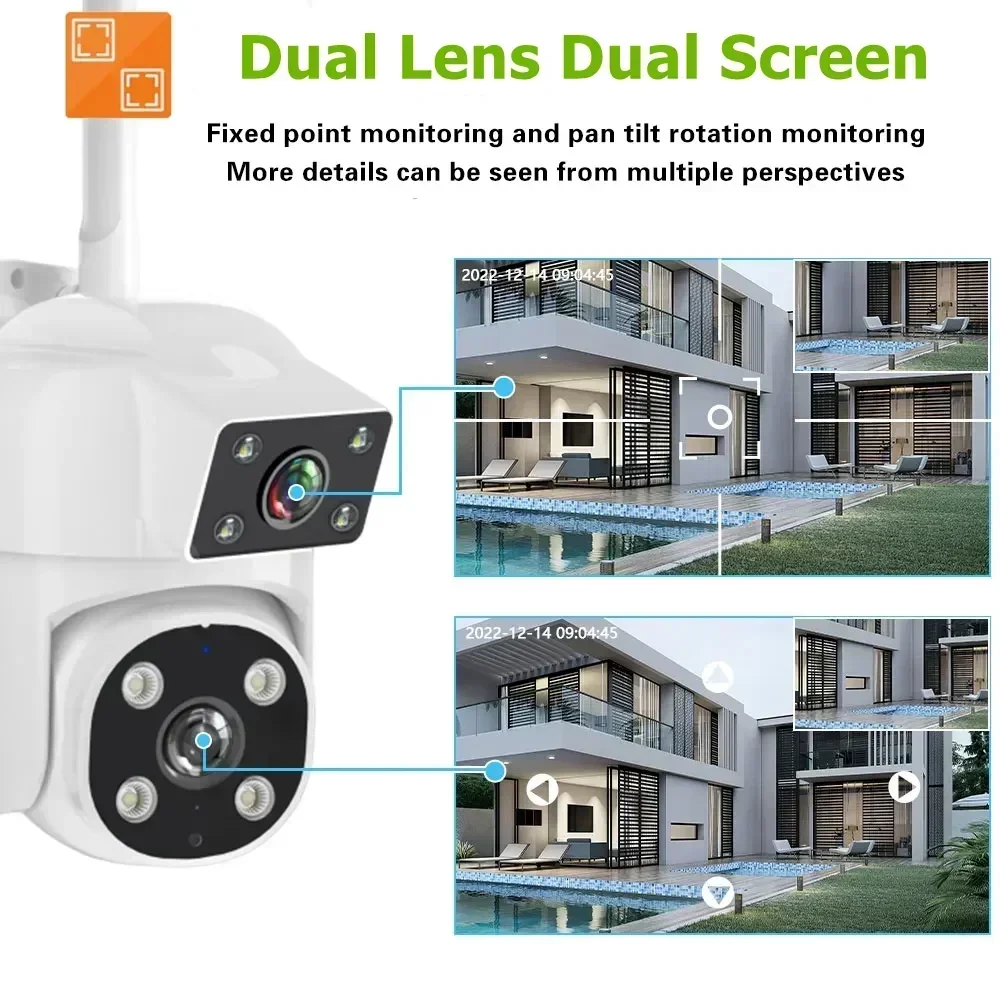 SQCAM 8MP Wifi survalance camera wifi security camera protection dual lens impermeabile Outdoor wifi camera human auto tracking