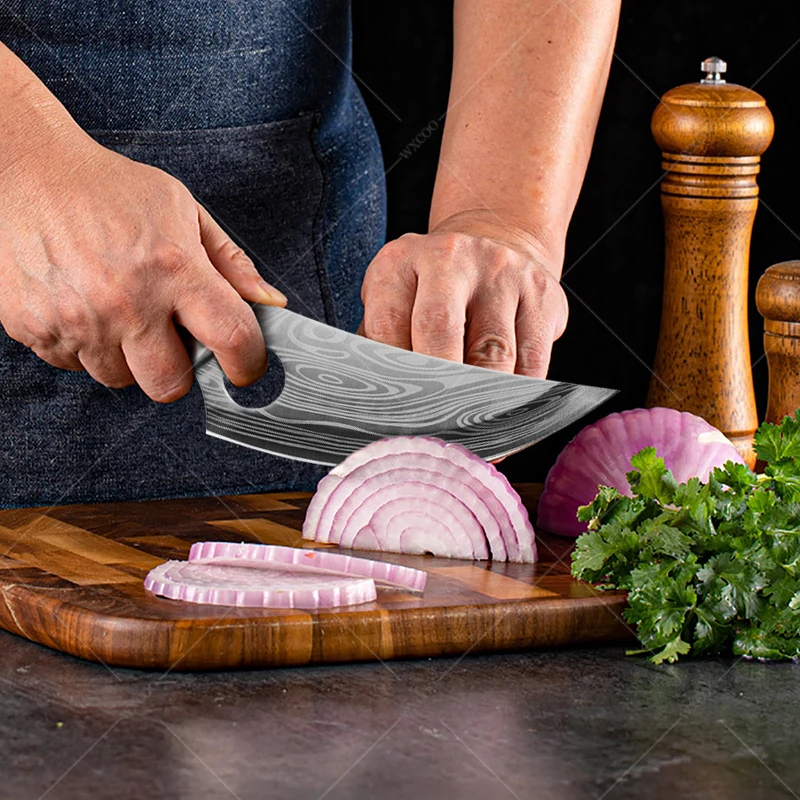 WXCOO Kitchen Scissors Chef Knife Set Stainless Steel Meat Vegetable Slice Knife Professional Butcher Cleaver Boning Fish Knives