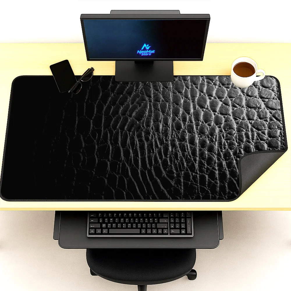 

Gaming Mat Extra Large Mouse Pad 1200x600 Large Rubber Mat Slip-resistant Decoration Desk Mousepad Sleek Black Leather Texture