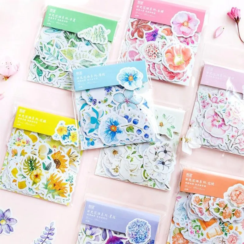 45 Pcs/Pack Kawaii Japanese Decoracion Journal Cute Diary Flower Stickers Scrapbooking Flakes Stationery School Supplies