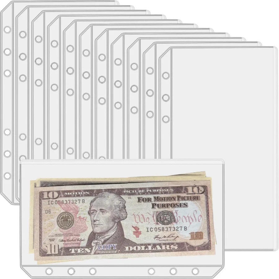 

12PCS A6 Binder Pockets with No Zippe Zipless Budget Envelopes for the Cash System A6 Binder Pouch for 6 Ring Binder Money Fold
