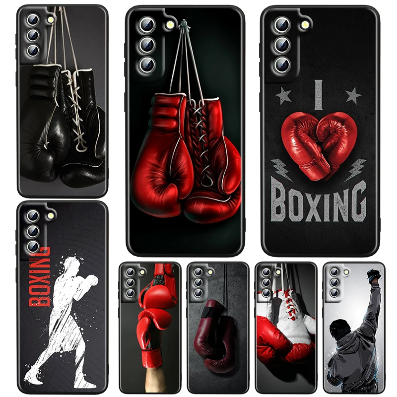 Strong Boxing Gloves Black Phone Case For Samsung Galaxy S23 S22 S21 S20 FE Ultra Plus S10 Lite S9 4G 5G Cover