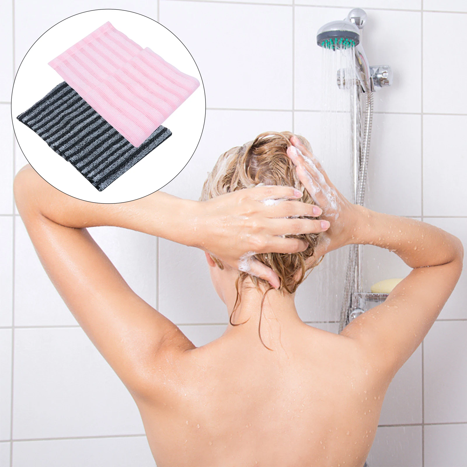 

2Pcs Exfoliating Back Scrubber Bath Cloth Long Straps Body Cleanser Shower Towel Deep Cleaning Home Essentials
