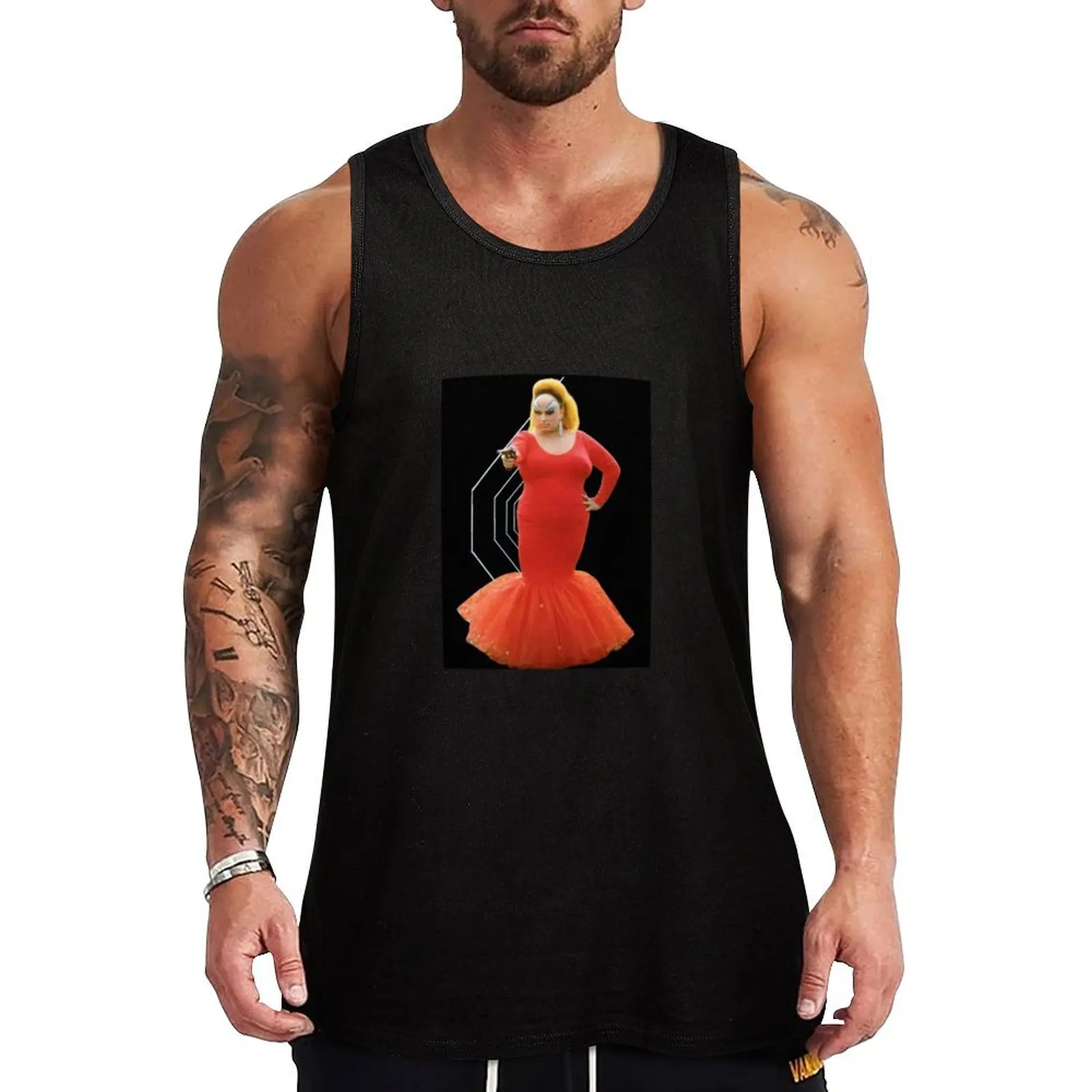 

DIVINE Drag Queen with a Gun Tank Top cute tops sleeveless shirt man muscle t-shirt