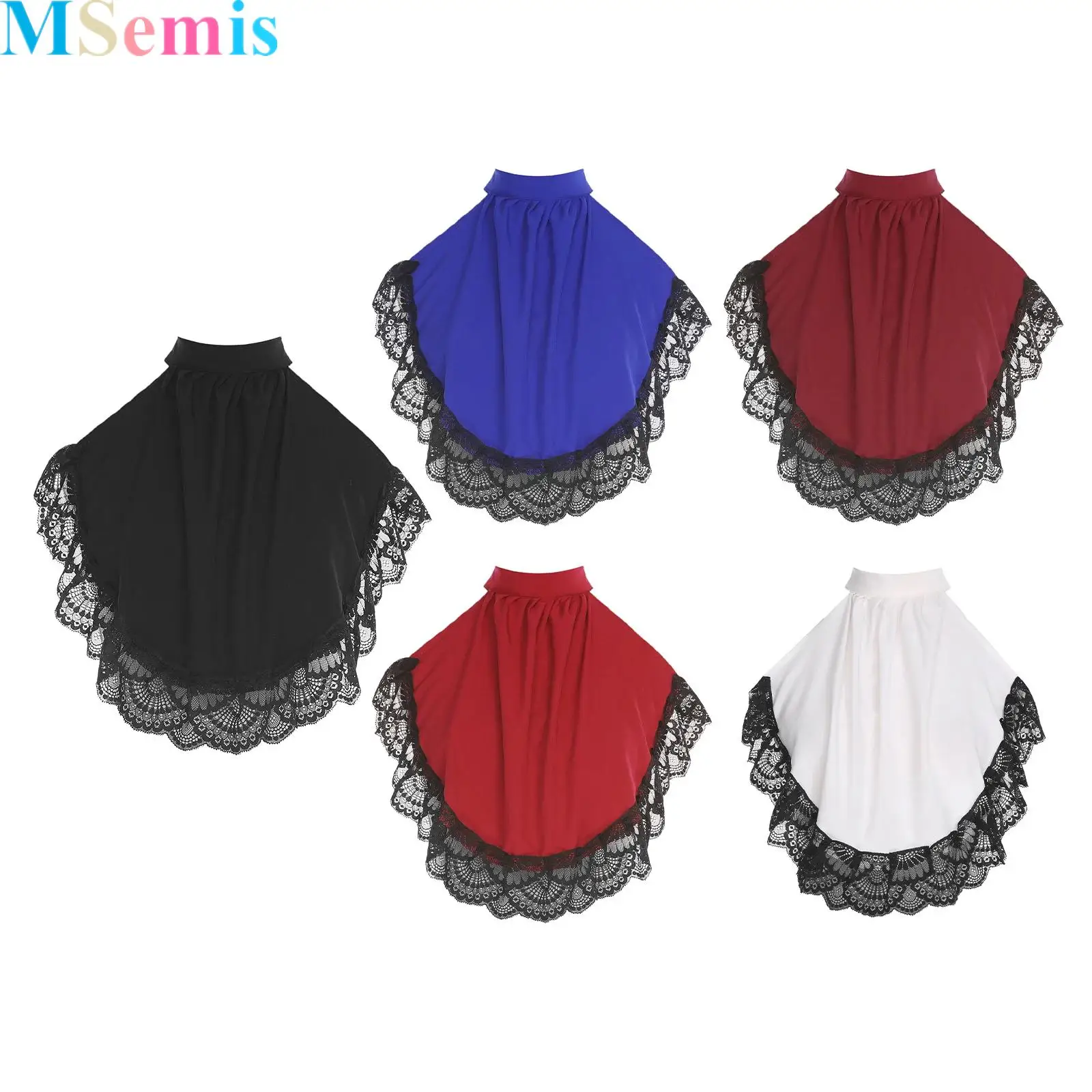 

Women Retro Fake Collar Detachable Lace Patchwork Hook And Loop Fastener Costume Accessory for Stage Performance