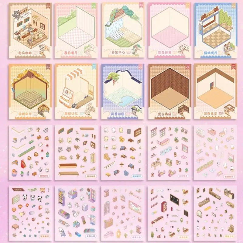 

сцена наклейка на стикер мультипликационная пейзажа наклейка миниатюрная наклейка сцены сцены для скрапбукинга