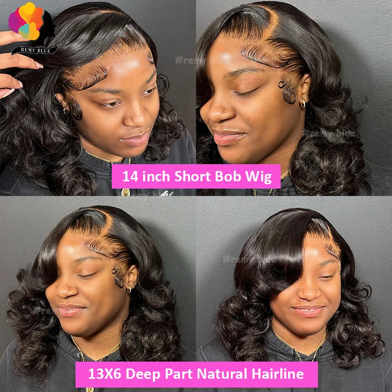 Body Wave 13x6 Cheap Short Bob Wig Lace Front Human Hair Wigs Pre-Plucked Transparent Body Wave Lace Frontal Wig Human Hair Wigs