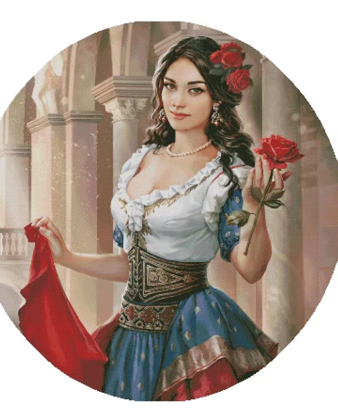 

Beautiful Rose Girl 16CT 18CT 14CT Unprinted Top Quality Cross Stitch Kits Embroidery Art DIY Handmade Needlework Home Decor