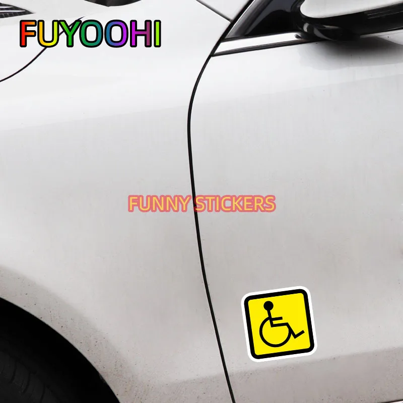 FUYOOHI Attention Security Sign Disability Disabled Bodywork Car Stickers Decals Funny Sunscreen Suv Interior Decorative