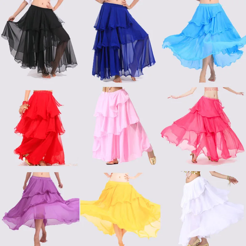 Novo 2022 sexy dança do ventre traje de onda longa saia dress10 cores para dança do ventre dança saias para meninas