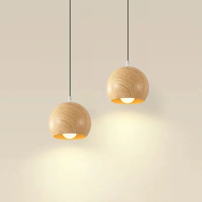 

Nordic Wooden LED Pendant Light Minimalist Walnut Ball Bedroom Hanging Lamps Study Bedroom Living Room Home Decor Fixture Luster