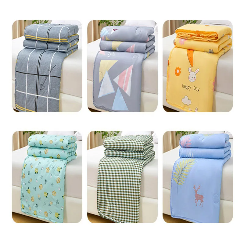 Edredón de verano con estampado dulce fresco, manta enfriada transpirable ultrafina para edredones individuales de Jacquard de algodón lavado para el hogar