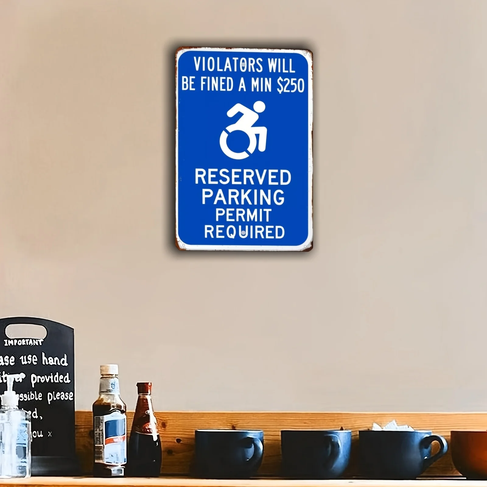 مسطح ثنائي الأبعاد - سيتم تطعيم قاتل ADA بقيمة 250 دولارًا، لافتة معدنية لوقوف السيارات محفوظة، ديكور فني جداري حديدي مقاوم للماء مقاس 8 × 12 بوصة