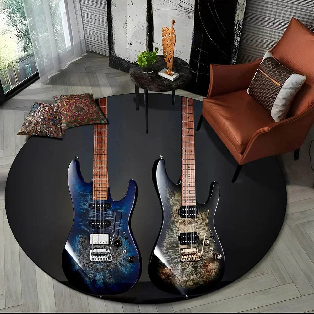 

Electric Guitar Classical Guitar Round Carpet Rug for Living Room Bedroom Child Playroom Decor,Pet Area Rug Non-slip Floor Mat
