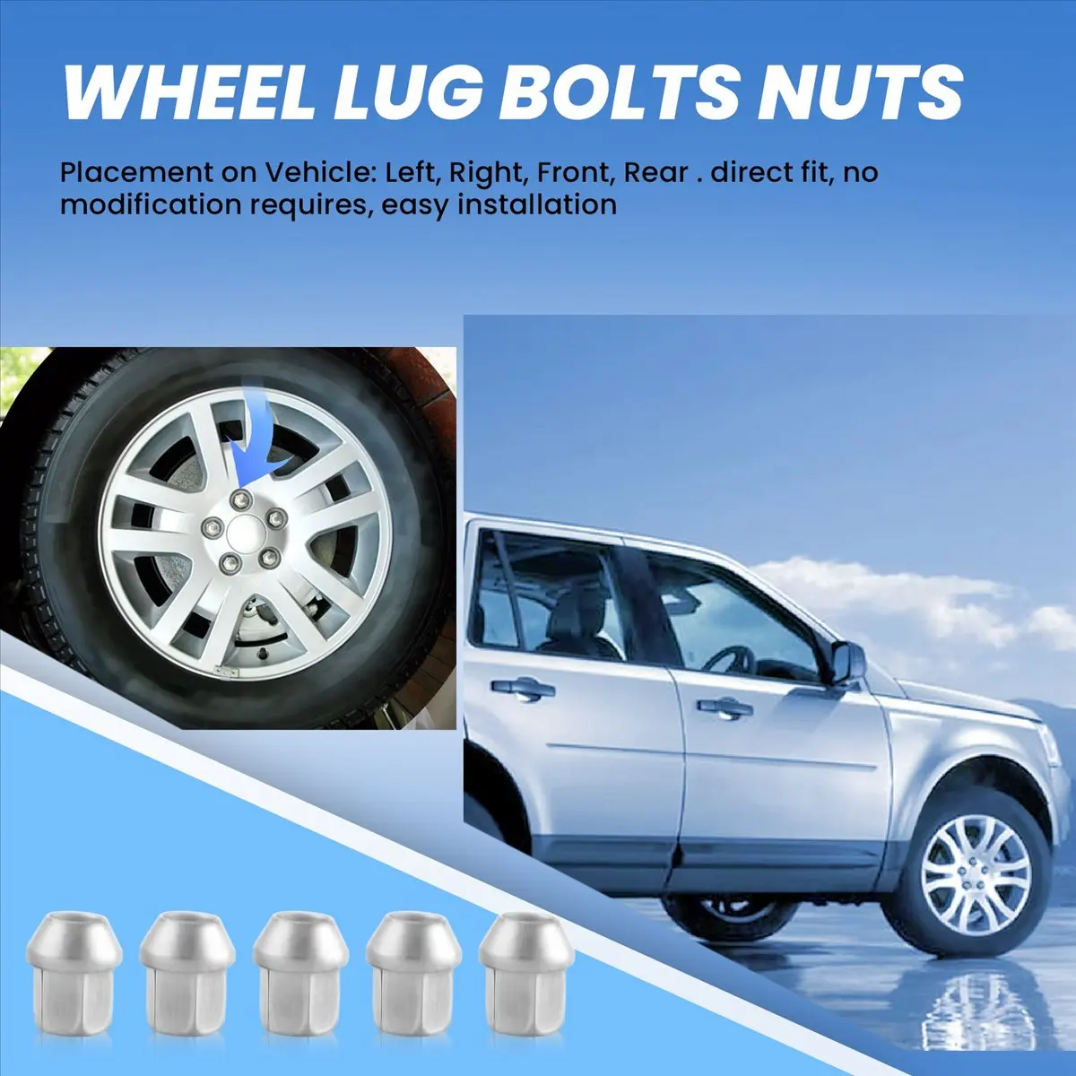 #79A (silver)5Pcs Wheel Lug Bolt Stud Nut LR001381 for FREELANDER 2 / RANGE ROVER,Automotive Parts & Accessories