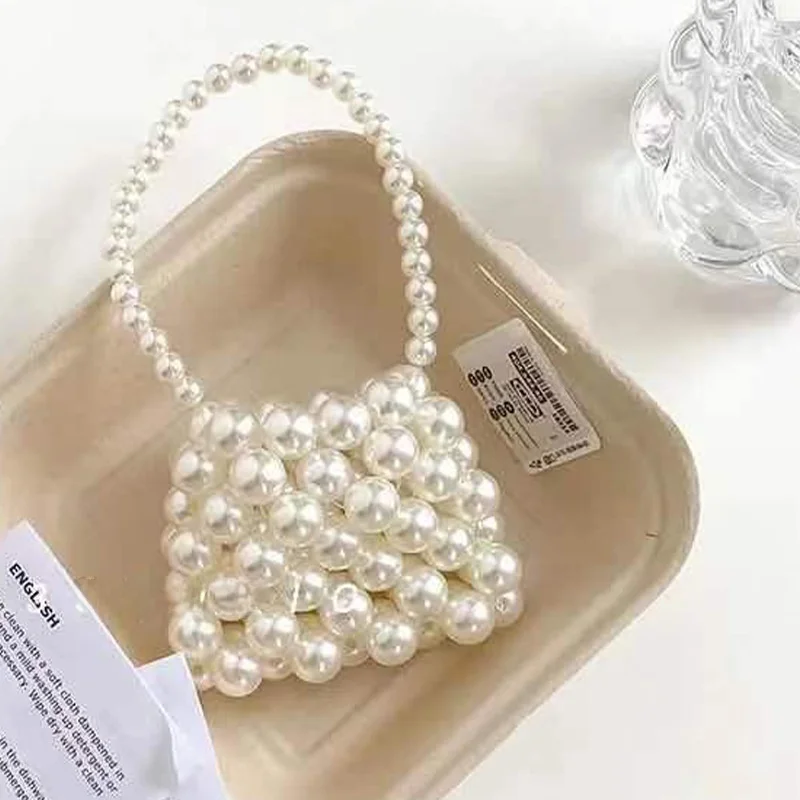 

Pearl Handbag Crossbody Bag Handmade Beaded Bag Women's Faion Retro String Beads Bag Summer 2025 Sli Pure Color