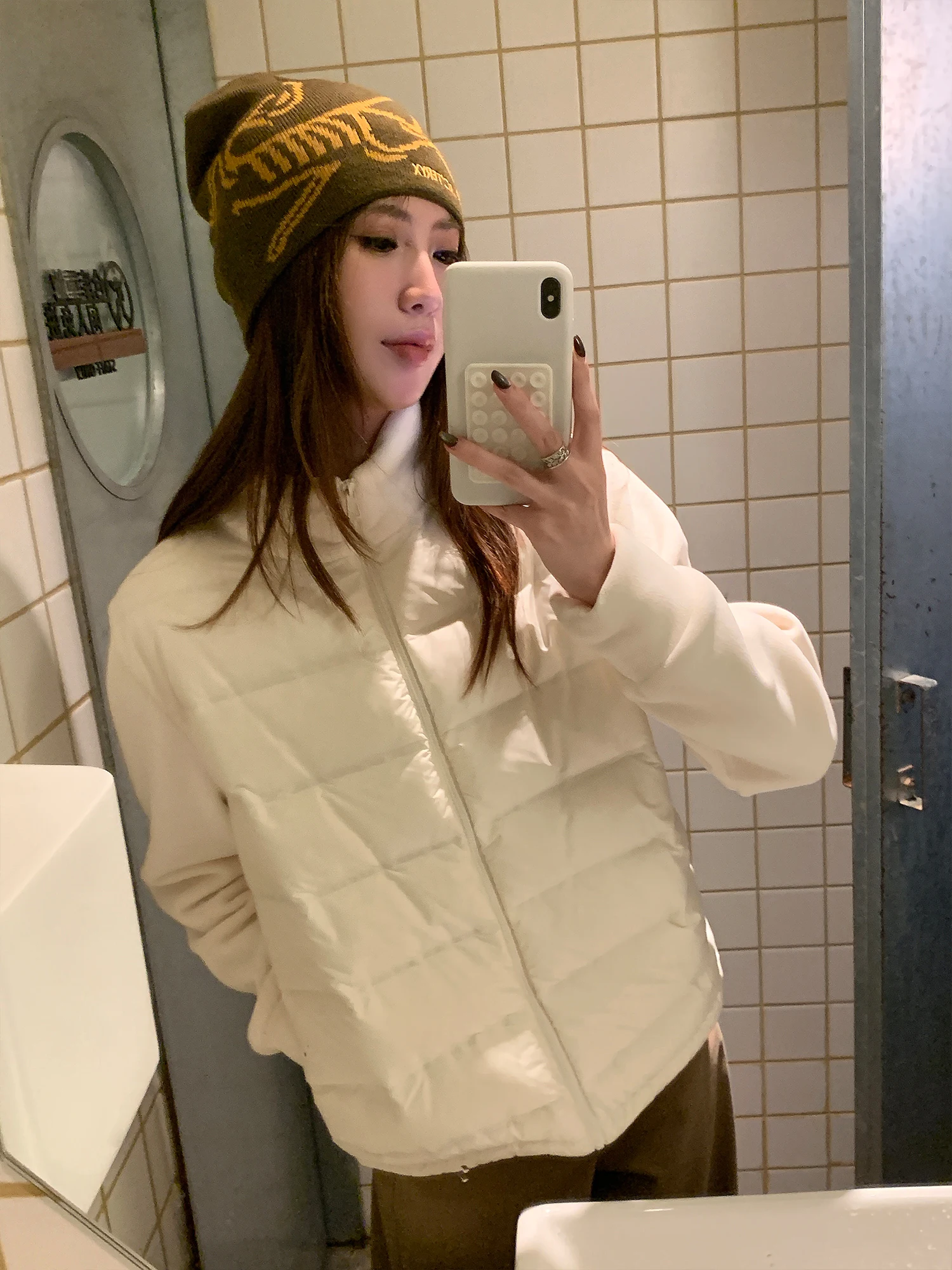 

Легкая теплая куртка-пуховик с воротником-стойкой и вставками из флиса, осень-зима 2025, новая легкая модель, вязаная верхняя одежда