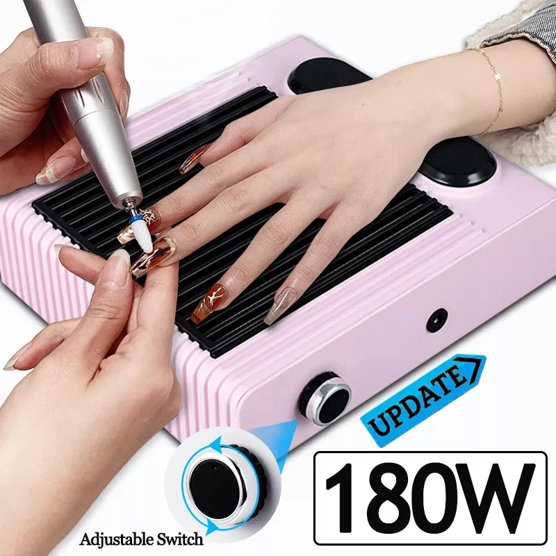 

180W Nail Vacuum Cleaner Manicure Machine Tool With Remove Filter Strong Power Nail Dust Collector Adjustable Nail Extractor Fan