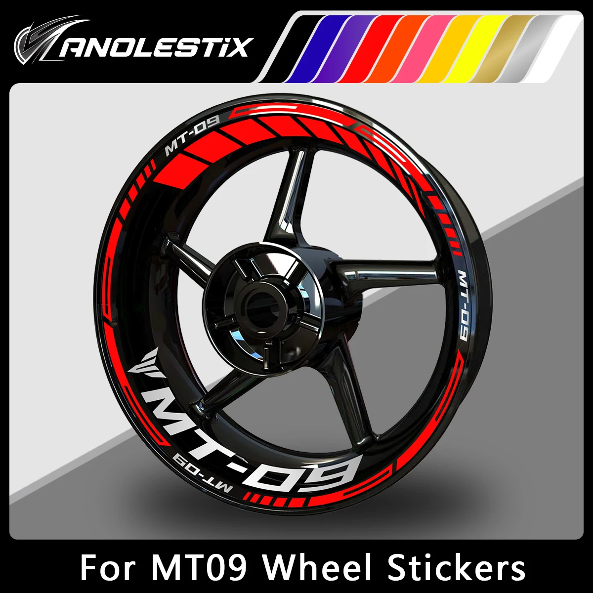 

AnoleStix Reflective Motorcycle Wheel Sticker Hub Decal Rim Stripe Tape For YAMAHA MT09 MT-09