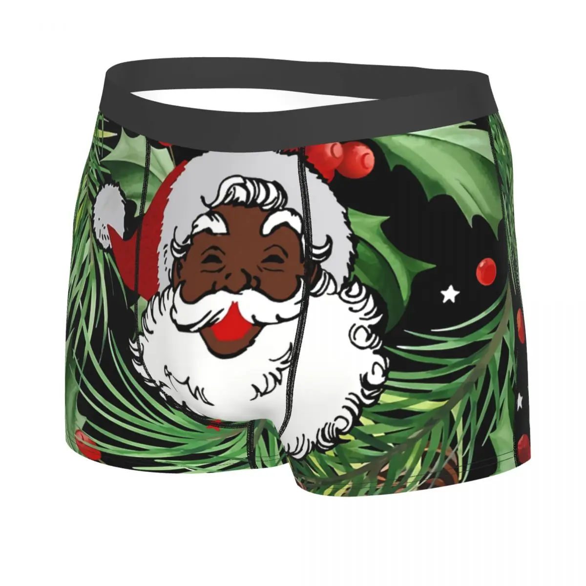 Xmas Black Santa Claus Man's Boxer Briefs Merry Christmas Breathable Creative Underwear Top Quality Print Shorts Birthday Gifts