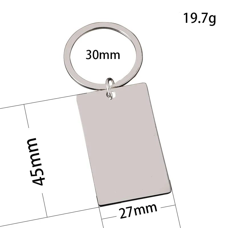 Custom Tag Rectangle Blank Stainless Steel Keychain Stamping Mirror Polishing  Keyring DIY Accessories Gift Wholesale