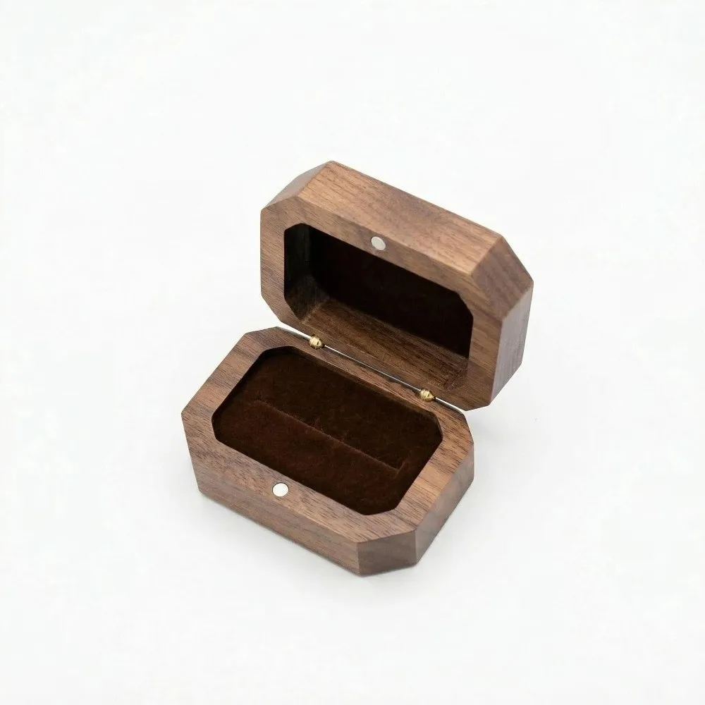Exquisite With Lid Wooden Jewelry Box Inverted Octagon Magnet Jewelry Storage Box Cufflink Storage Box Jewelry Organization
