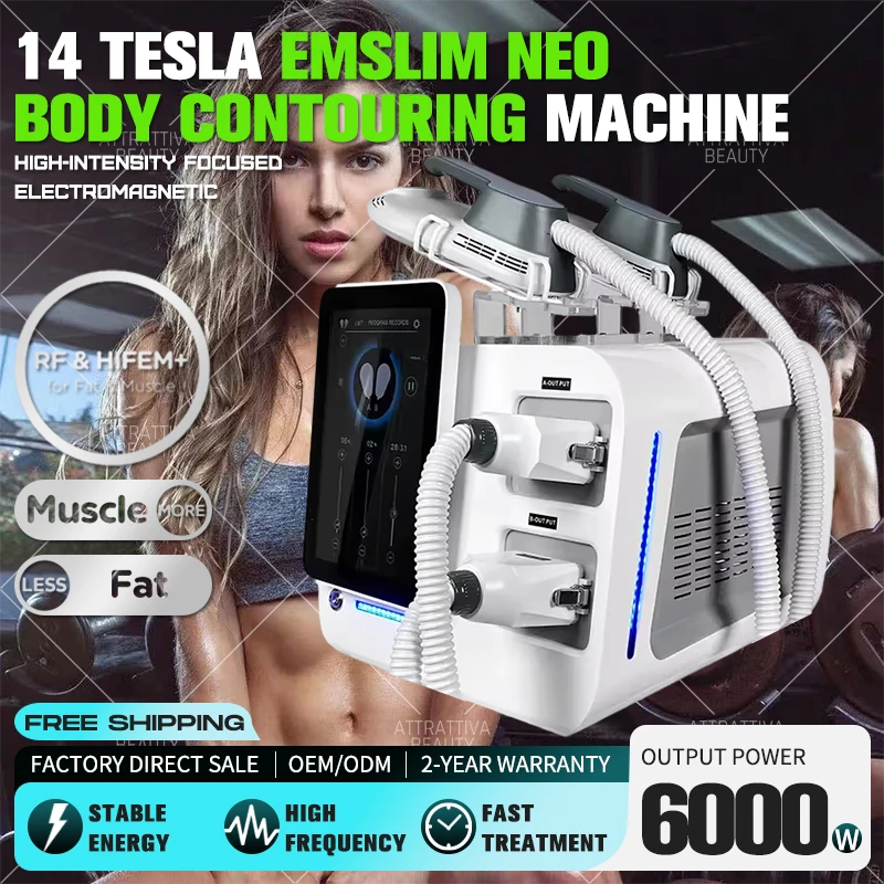 

HIEMT Muscle Stimulator EMSlim NEO RF Body Sculpting Machine 14 Tesla High Intensity Focused Electromagnetic Equipment