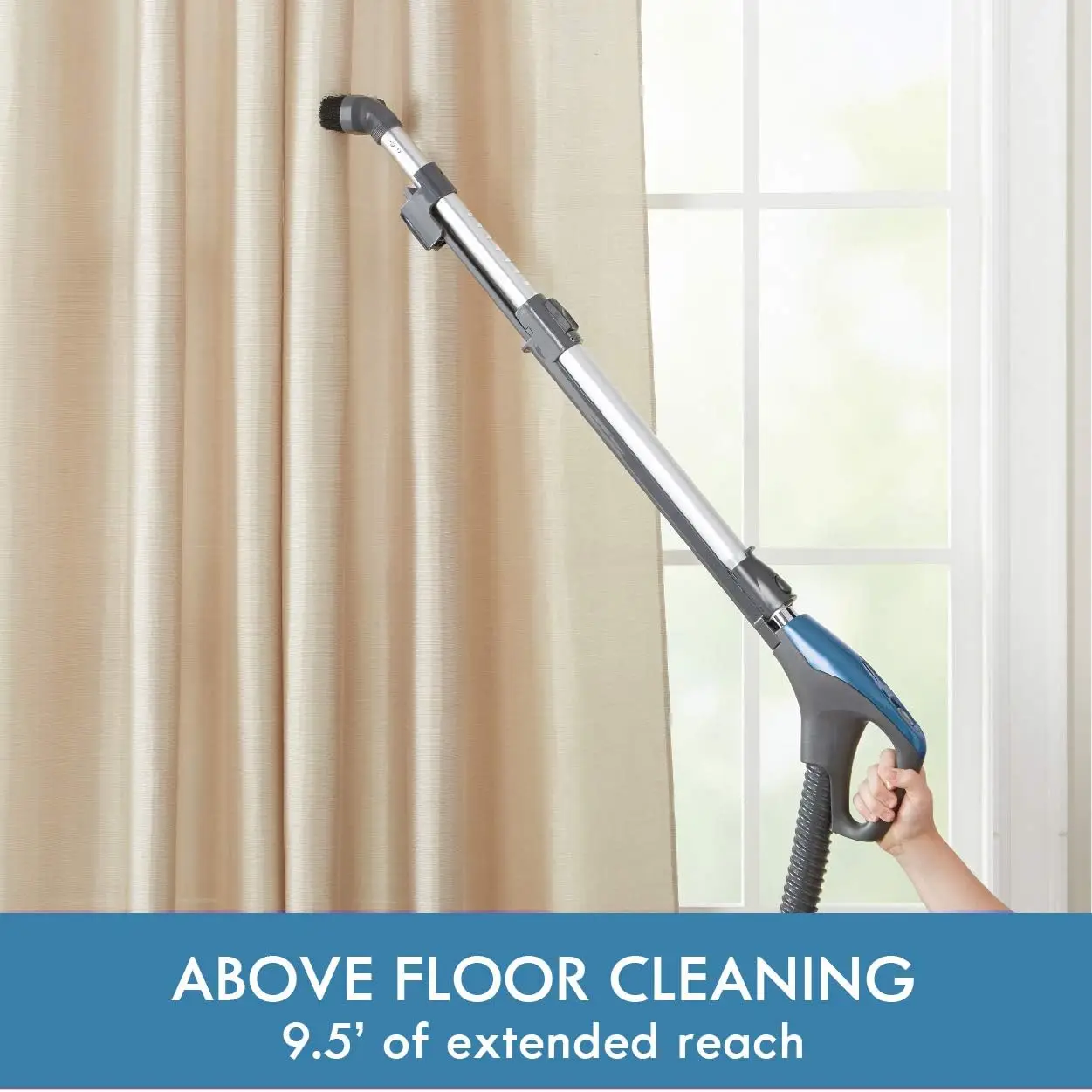 

Pet Friendly Lightweight Bagged Canister Vacuum Cleaner with Extended Telescoping Wand, HEPA, 2 Motors