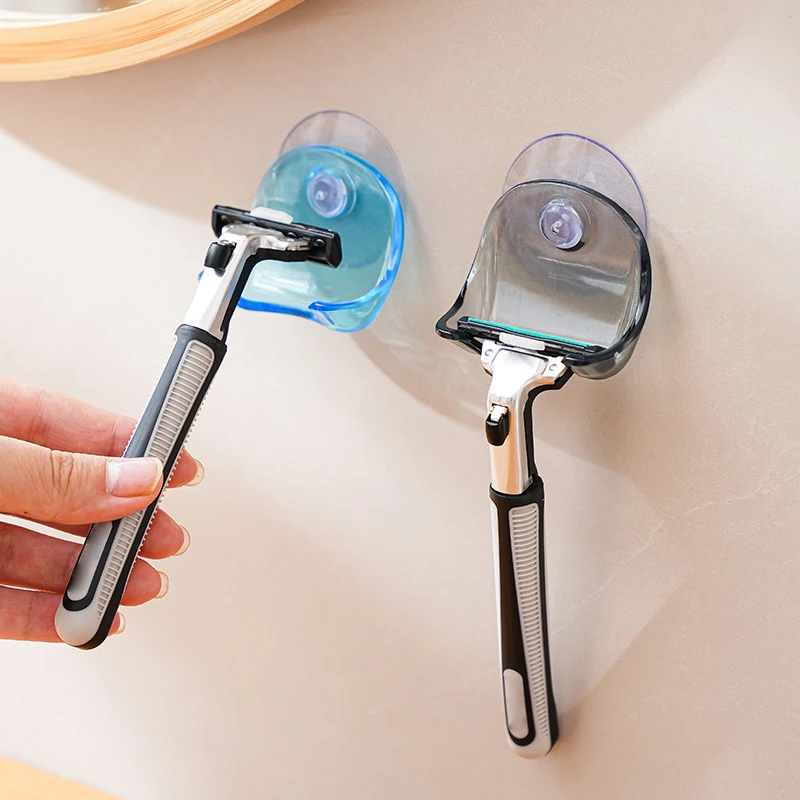 Bathroom Shelf Razor Stand Wall Holder Shower Sucked Type Hair Dryer Shaving Comb Storage Stand Organizer Hanger Hooks