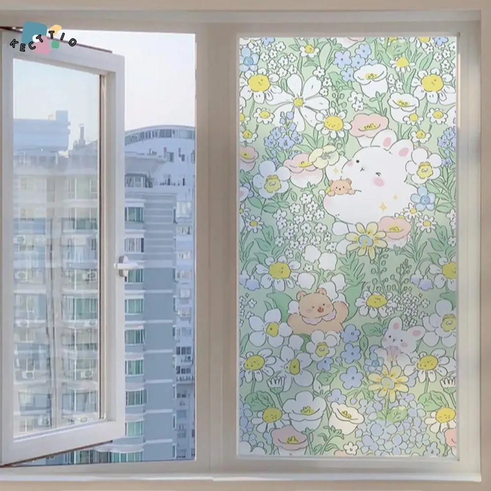 

Cartoon Sun Blocking Frosted Window Film Privacy Covering Glass Frosting Film Static Cling Blackout Mirror Glass Film Office